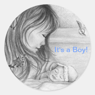 Carousel Dreams It's a Boy! Classic Round Stickers