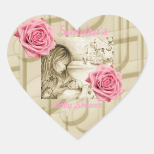 Carousel Dreams Pink Roses & Music Heart Stickers