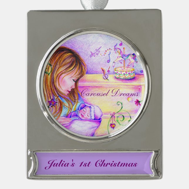 Carousel Dreams Silver Plated Banner Ornament (Front)