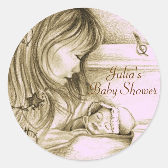 Carousel Dreams Vintage Pink Round Stickers (Front)