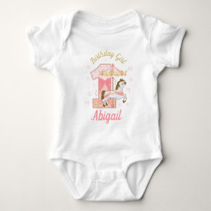 Carousel First Birthday Girl Baby Bodysuit