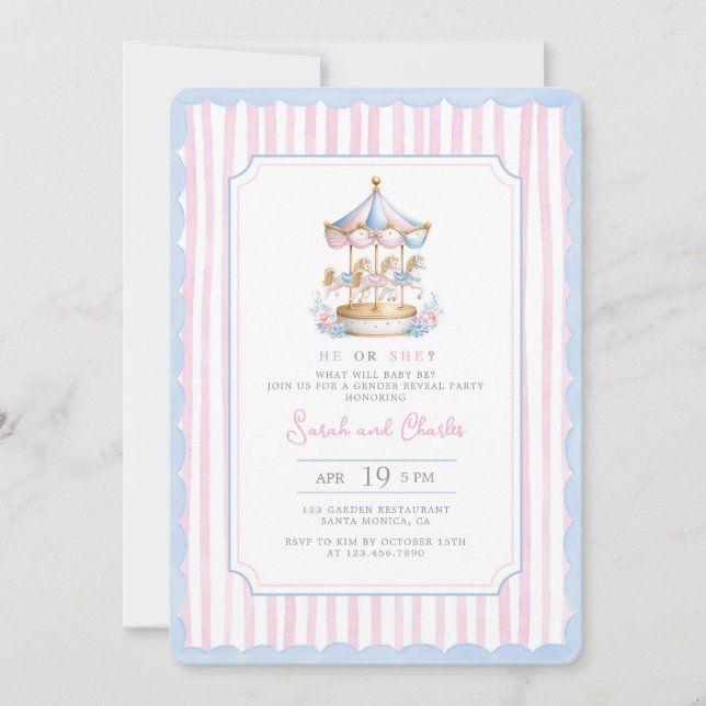 Carousel Gender Reveal Invitation (Front)