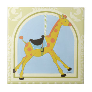 Carousel Giraffe by June Erica Vess Ceramic Tile