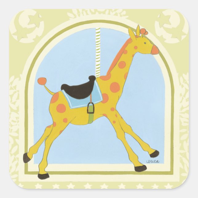 Carousel Giraffe by June Erica Vess Square Sticker (Front)