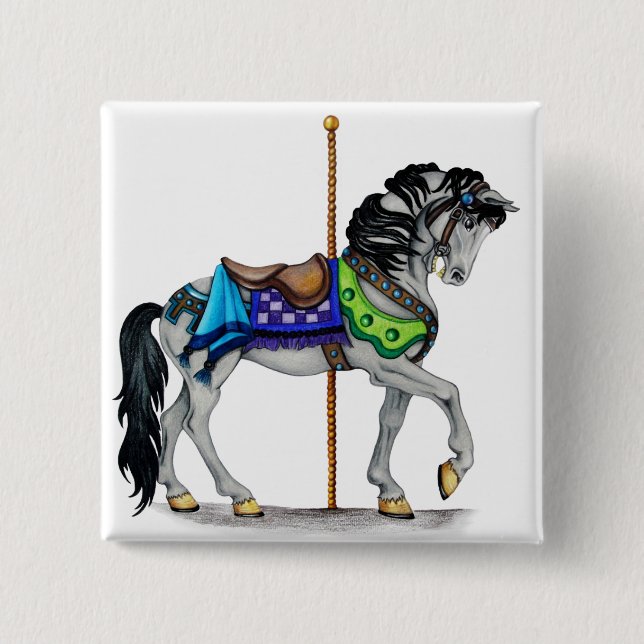 Carousel Horse 15 Cm Square Badge (Front)