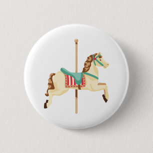 Carousel Horse 6 Cm Round Badge