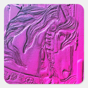 Carousel Horse Art Square Sticker