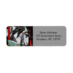 Carousel Horse Black And White Address Label Return Address Label