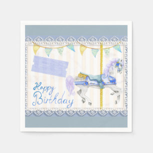 Carousel Horse (Blue) Birthday Napkin