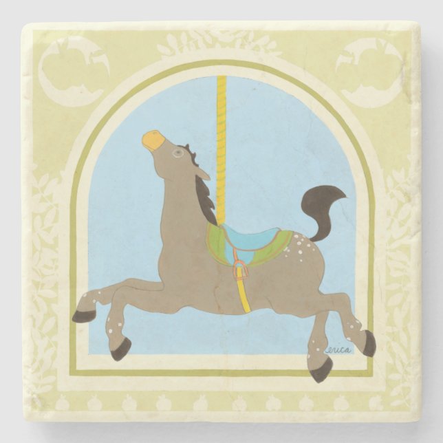 Carousel Horse by June Erica Vess Stone Coaster (Front)