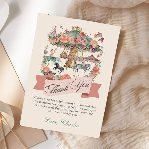 Carousel Horse Carnival Birthday Thank You Card