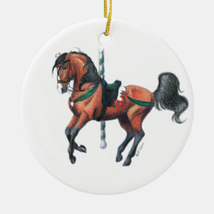 carousel horse ceramic ornament