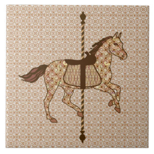Carousel Horse - Chocolate Brown and Tan Ceramic Tile