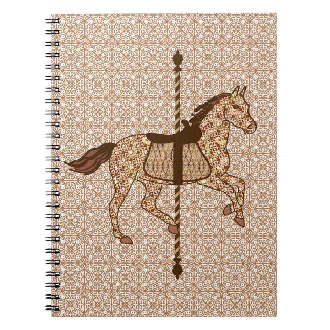 Carousel Horse - Chocolate Brown and Tan Notebook (Front)