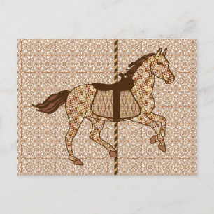 Carousel Horse - Chocolate Brown and Tan Postcard