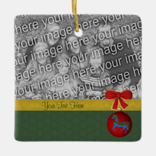Carousel Horse Christmas Holiday Photo  Ceramic Ornament