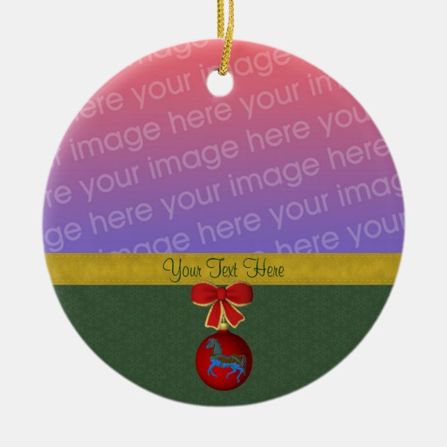 Carousel Horse Christmas Photo Ceramic Tree Decoration (Front)