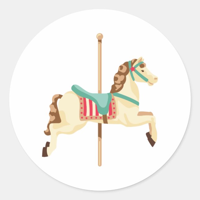 Carousel Horse Classic Round Sticker (Front)