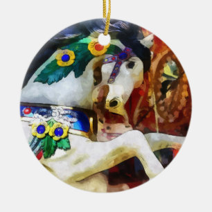 Carousel Horse Closeup Ceramic Tree Decoration