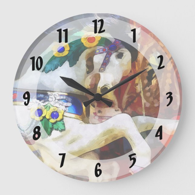 Carousel Horse Closeup Large Clock (Front)
