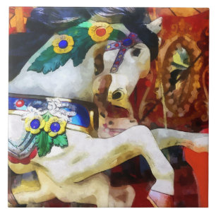 Carousel Horse Closeup Tile