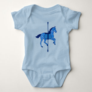 Carousel Horse - Cobalt and Sky Blue Baby Bodysuit