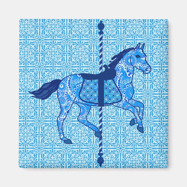 Carousel Horse - Cobalt and Sky Blue Magnet (Front)