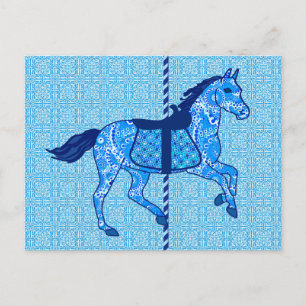 Carousel Horse - Cobalt and Sky Blue Postcard