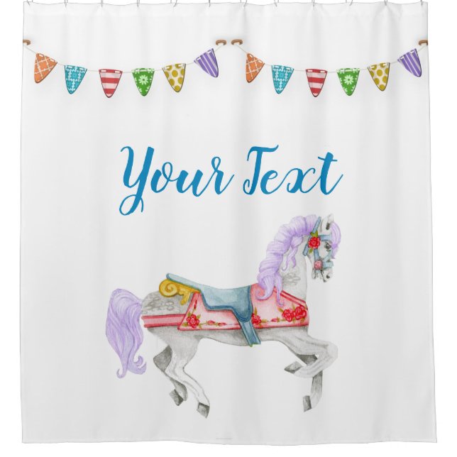 Carousel Horse Custom Template Shower Curtain (Front)