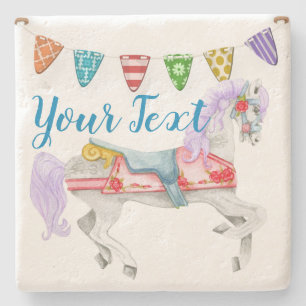 Carousel Horse Custom Template Stone Coaster