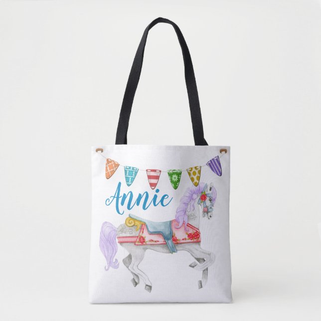 Carousel Horse Custom Template Tote Bag (Front)