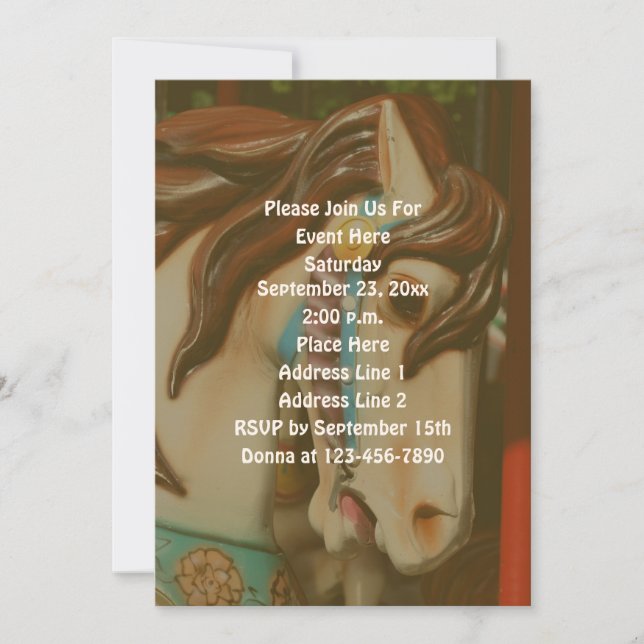 Carousel Horse Customisable Invitation (Front)