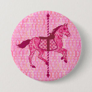 Carousel Horse - Fuchsia Pink 7.5 Cm Round Badge