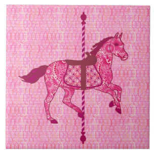 Carousel Horse - Fuchsia Pink Ceramic Tile