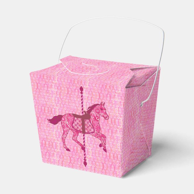 Carousel Horse - Fuchsia Pink Favour Box (Front Side)
