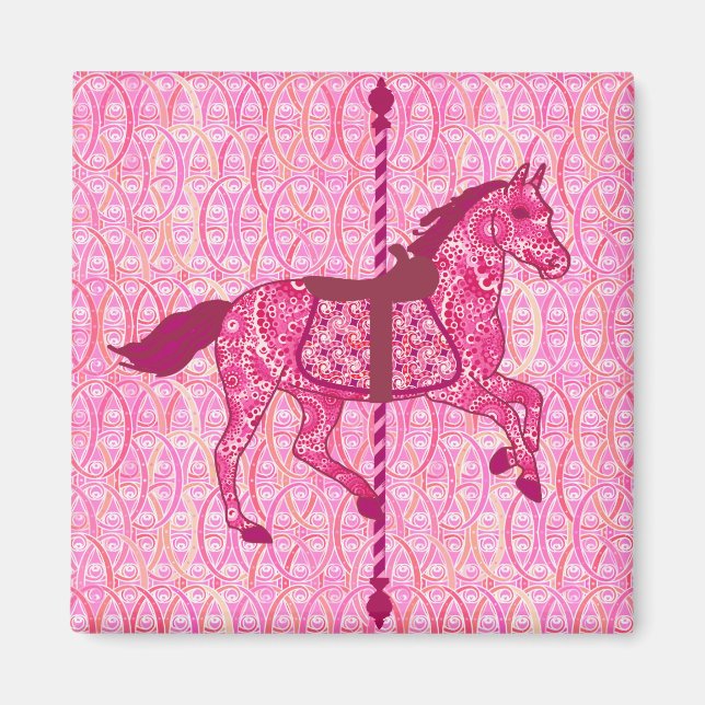 Carousel Horse - Fuchsia Pink Magnet (Front)