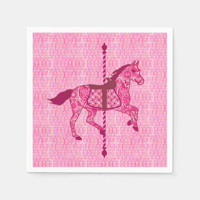 Carousel Horse - Fuchsia Pink Napkin (Front)