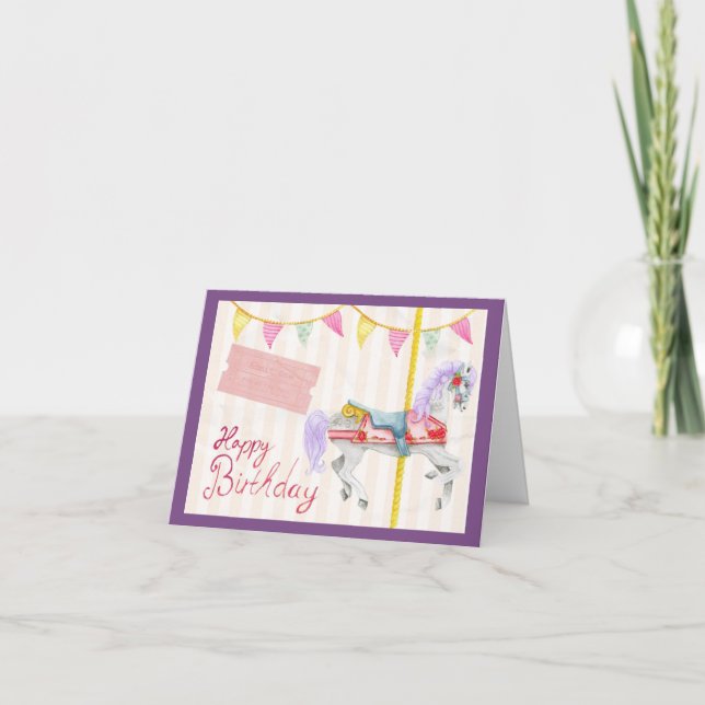 Carousel Horse Happy Birthday Card (Front)