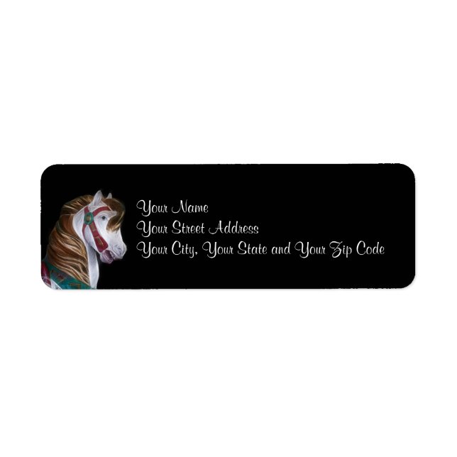 Carousel horse head return address label (Front)