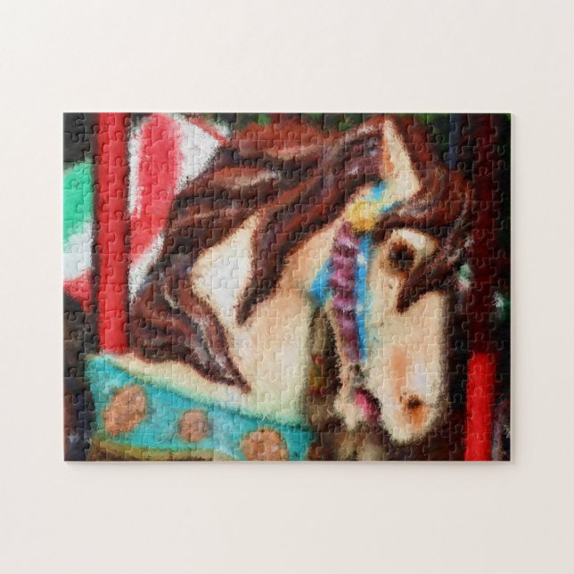 Carousel Horse Impressionist Painting  Jigsaw Puzzle (Horizontal)