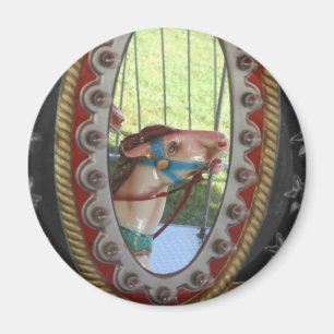 Carousel Horse In Mirror Black White Magnet