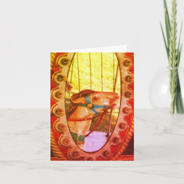 Carousel Horse In Mirror Blank Note Card (Front)