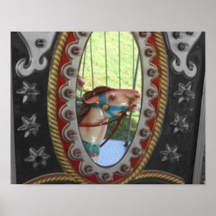 Carousel Horse In Mirror Partial Colour Poster