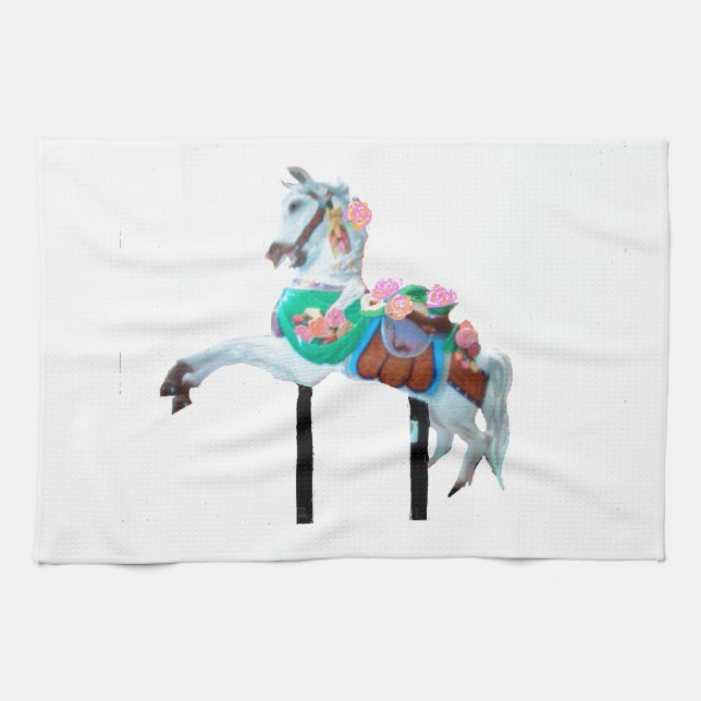 "CAROUSEL HORSE KITCHEN TOWEL" TEA TOWEL (Horizontal)