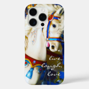 Carousel Horse Live Laugh Love Script Colourful iPhone 16 Pro Case