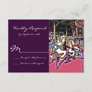 Carousel Horse Purple Carnival Wedding RSVP Cards