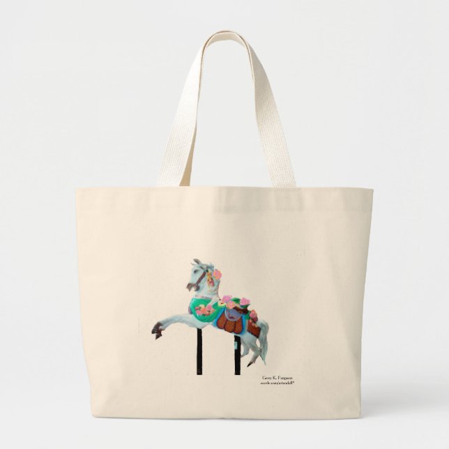 "CAROUSEL HORSE TOTE BAG FACING LEFT" (Front)