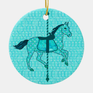 Carousel Horse - Turquoise and Aqua Ceramic Tree Decoration