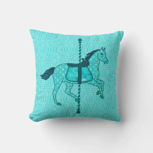 Carousel Horse - Turquoise and Aqua Cushion