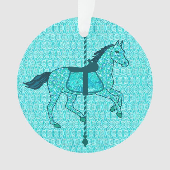 Carousel Horse - Turquoise and Aqua Ornament (Front)